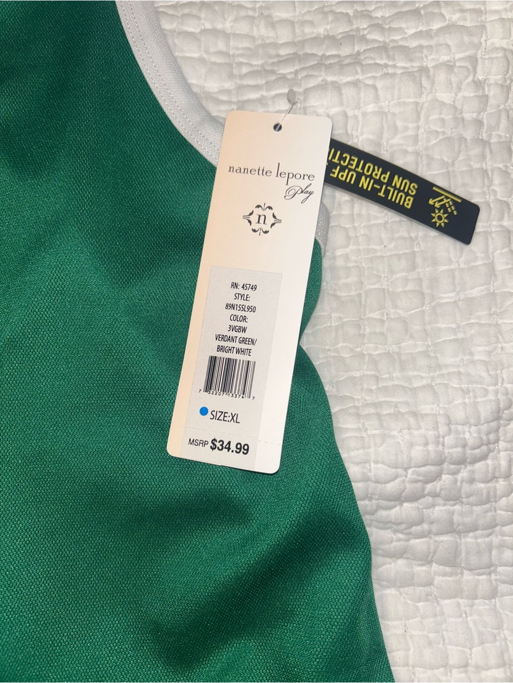 Nanette Lepore Verdant Green Sleeveless Dress with Bright White Trim - Picture 4 of 5